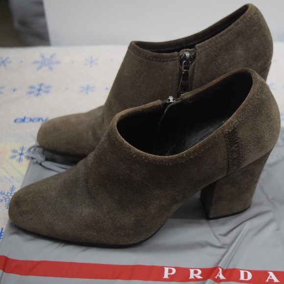 Prada Calzature Donna Grafite Suede Ankle Boots 36 - Picture 1 of 8